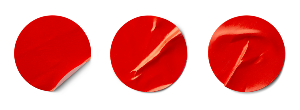 Red sticker isolated on white background
