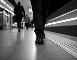 駅のホームを歩くビジネスマン