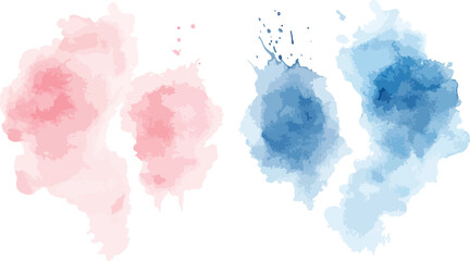 Watercolor Splashes in Pink and Blue Hues Isolated on White Perfect for Backgrounds Textures or Design Elements Offering a Soft and Artistic Touch to Any