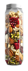 Vertical Packaging for Trail Mix Nuts Hand-Drawn on Transparent Background


