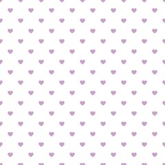Seamless pattern with lilac heart motifs on white background in square format