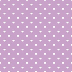 Seamless pattern with white heart motifs on lilac background in square format