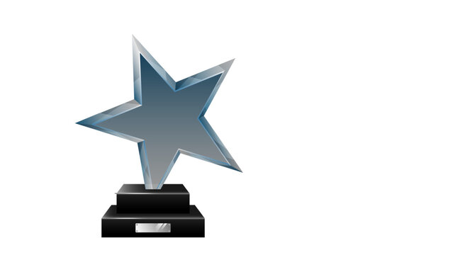 Abstract Glass Flame Trophy on a Blue-Black Base, Symbolizing Passion, Innovation, and Outstanding Achievement

