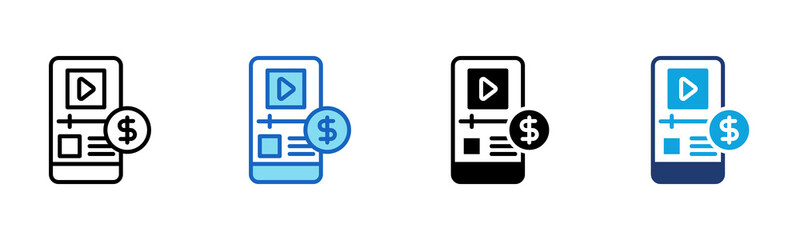 Paid Content icon Multi Style Vector Illustration 