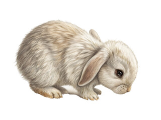 Adorable fluffy baby bunny isolated on transparent background