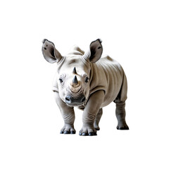 Fototapeta premium Young White Rhinoceros Calf Portrait, Isolated on Transparent Background