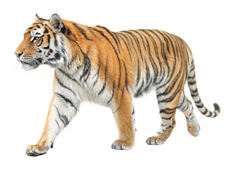 Naklejka premium A majestic tiger walking isolated on transparent background