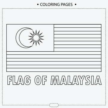 Malaysia Flag Vector Design ,Coloring Pages