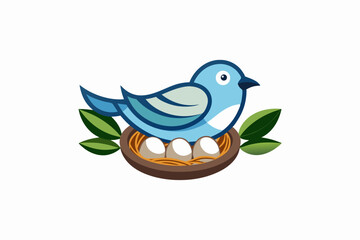 Obraz premium Bird with egg in nest