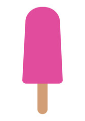 Pink ice cream bar icon isolated on white background. Ice cream on a wooden stick, a delicious pink ice treat with strawberry or raspberry flavor. Summer and holiday symbol, Vector illustration EPS 10