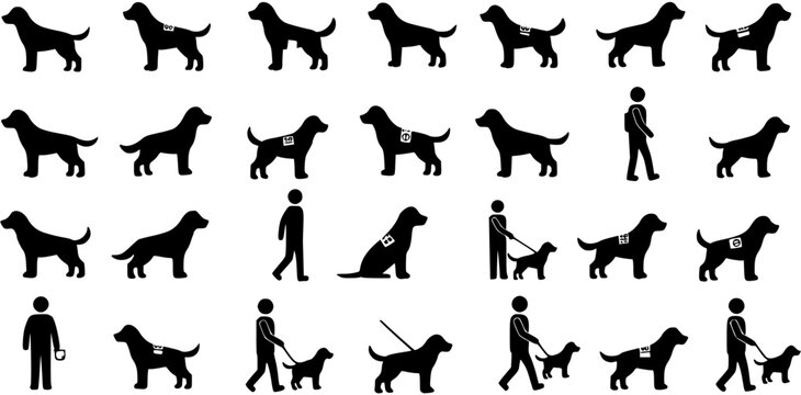 Guide dog icon. Simple style guide dog project poster background symbol. Guide dog brand logo design element. Guide dog t-shirt printing. vector for sticker.