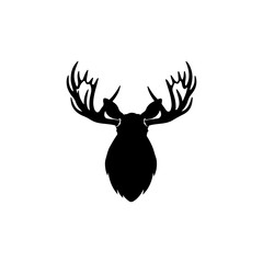 Obraz premium Moose head silhouette icon vector flat design.