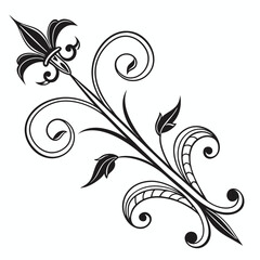 Elegant black and white floral design element