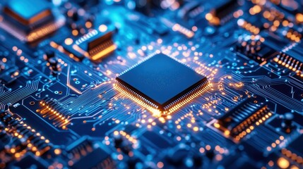 Obraz premium Detailed Close-up of Circuit Board with Electronic Components