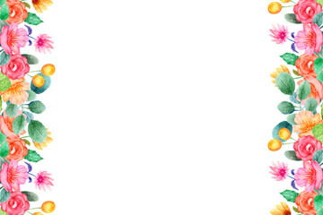 Watercolor flowers background vector for design.