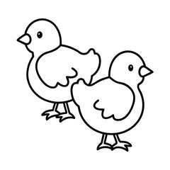 baby chicks outline line art vector illustration