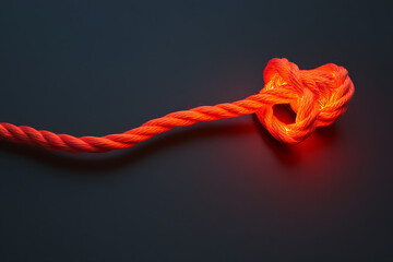 Glowing Red Thread in a Knot, Symbol of Fate
