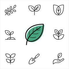 Organic Leaf and Plant Silhouette Vector Set