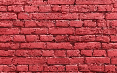 Fototapeta premium Featuring a minimalist red brick wall texture, creating a vibrant and colorful backdrop ideal for various design projects and photography