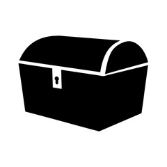 Silhouette of a classic treasure chest with a keyhole in black and white
