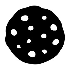 Simple black and white illustration of a chocolate chip cookie vector image