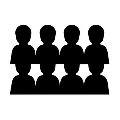 Eight people in a group shown as a simple black icon