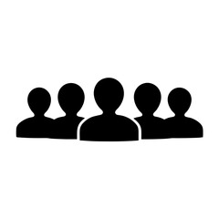 Silhouette of five people representing a group or team membership concept