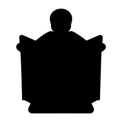 Abstract silhouette of a person reading a book or newspaper intently