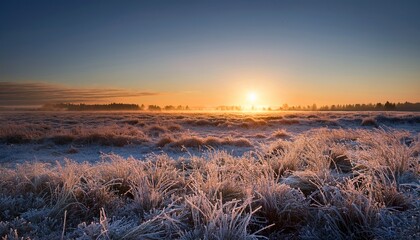 frozen prairie at sunrise