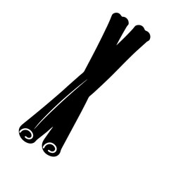 Black and white image of three cinnamon sticks diagonally displayed