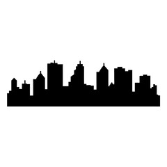 Detailed Black and White Silhouette Illustration of a Generic City Skyline