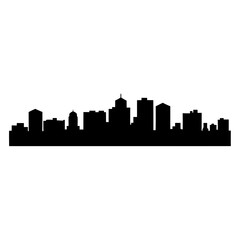 Fototapeta premium Black silhouette of a generic city skyline on a white background