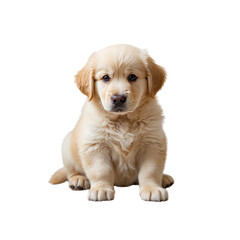 Adorable Golden Retriever Puppy Sitting on Transparent Background