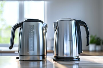 Electric kettle before and after cleaning  Washing kitchen appliances for hygiene