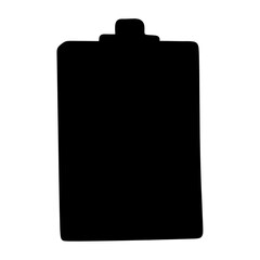 Simple black clipboard silhouette on a white background for designs and illustrations