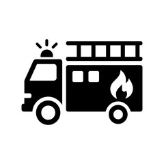 Fire truck icon with transparent background symbolizing emergency response and firefighting vehicle
