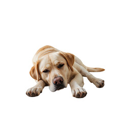 Relaxed Yellow Labrador Retriever Dog Lying Down on Transparent Background