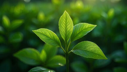 Fototapeta premium Conceptual representation of growth and vitality with fresh green leaves