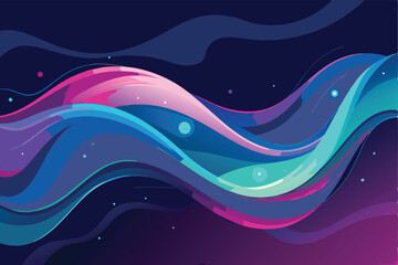 Cosmic Waves Abstract Vector Art - Vibrant Nebula Design with Swirling Galaxy Elements