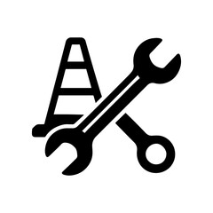 Road maintenance icon with transparent background symbolizing construction, repair, and infrastructure work
