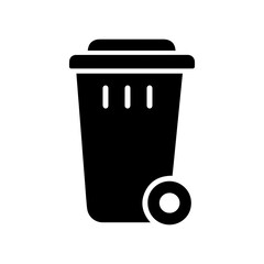 Wheeled garbage bin icon with transparent background symbolizing waste disposal and trash collection
