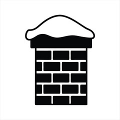 A classic black and white chimney with snow on top icon
