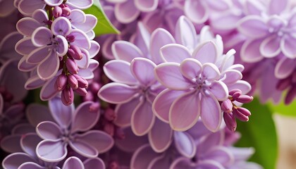 Close up of blooming lilac flowers and buds