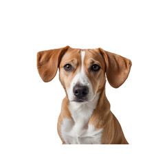 Adorable Beagle Mix Puppy Portrait Against Transparent Background