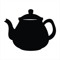 Elegant Black Teapot Silhouette for Tea Service and Beverage Preparation Icon
