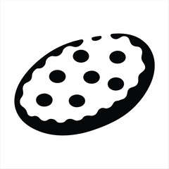 Black and White Chocolate Chip Cookie Illustration with Simple Design Style