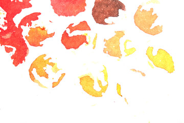 Fototapeta premium Vibrant Explosion of Multicolour Rainbow Watercolour Paint Splatters and Circles Spots on White Background