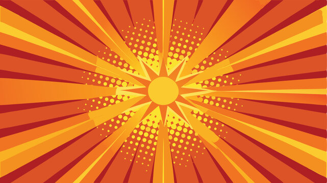 Dynamic Sunburst Vector Background  Radiant Orange and Red Hues, Comic Book Style Illustration,  Perfect for Energetic Designs and Projects
