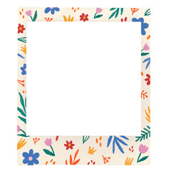 photo frame square with colorful floral and leaf watercolor illustration pattern