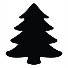 Simple minimalist black Christmas tree silhouette on a crisp white background